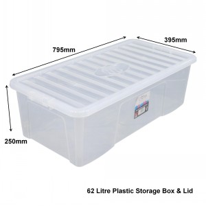 Wham Crystal Plastic Storage Box & Lid Size 17 (62 Litre)